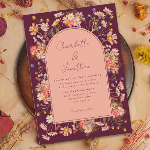 Invitation Arche Florale Bohème Bourgogne Mariage d'Automne