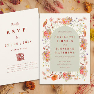 Invitation Arche florale bohème pour un mariage d'automne