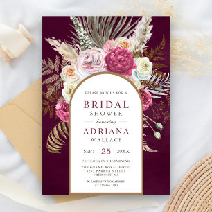 Invitation Arche Florale Bohème Rustique pour Mariage Plum