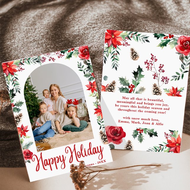 Invitation Arche florale boho moderne Joyeux Noël 1 Photo (Créateur téléchargé)