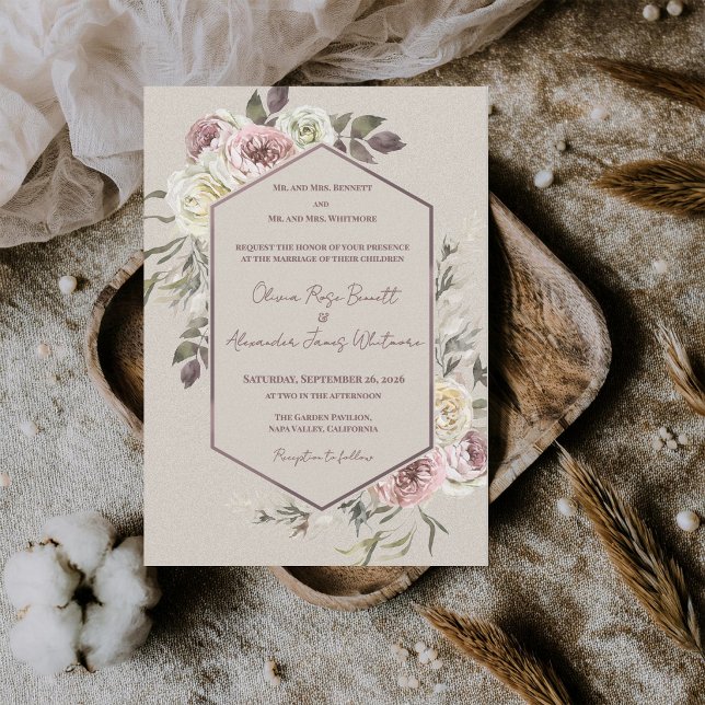 Invitation Arche florale botanique aquarelle formelle pour ma (Formal Watercolor Floral Arch Wedding Invitation Elegant Botanical Garden Wedding Invite)