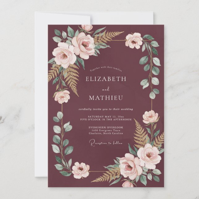 Invitation Arche florale botanique de mariage en Bourgogne (Devant)