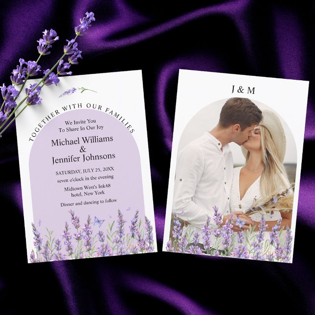 Invitation Arche Florale de Lavande Photo de Mariage (Créateur téléchargé)
