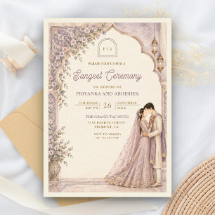 Invitation Arche Florale de Lavande pour la Cérémonie Sangeet