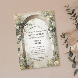 Invitation Arche florale d'été Jardin enchanté Quinceañera