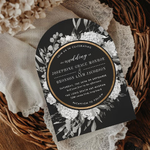 Invitation Arche florale moderne noir et blanc
