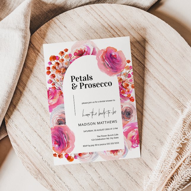 Invitation Arche florale Petals & Prosecco pour une fête prén (Créateur téléchargé)