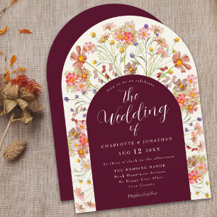 Invitation Arche Florale Rustique Bohème d'Automne Mariage Bo