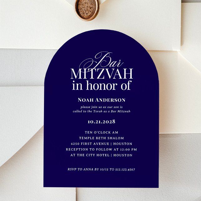 Invitation Arche forme classique Luxe | Barre bleu foncé Mitz (Créateur téléchargé)
