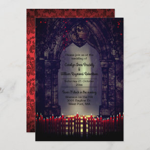Invitation Arche gothique avec Mariage de bougies rouges