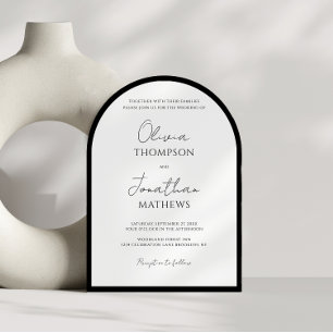Invitation Arche Mariage de script de bordure simple en noir 