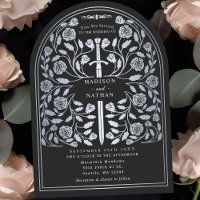 Arche Mariage d'épée d'argent médiévale noire