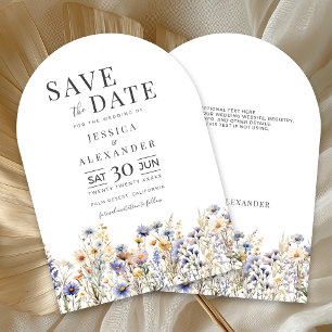 Invitation Arche Mariage Dusty Blue Fleur sauvage Enregistrer