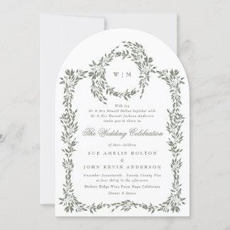 Invitation Arche Mariage élégante à cadre de verdure