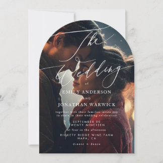 Invitation Arche Mariage photo moderne blanche et noire
