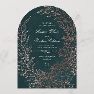 Invitation Arche Mariage romantique en cuivre à fleurs
