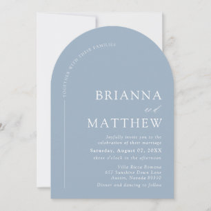 Invitation Arche minimaliste moderne Dusty Bleu Blanc Mariage