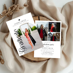 Invitation Arche Moderne Boho 4 Photos Graduation