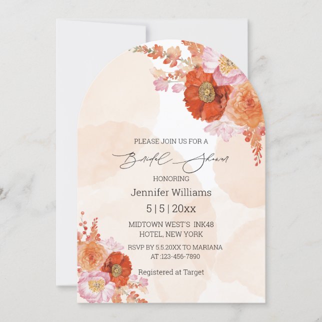 Invitation arche moderne grip oranger fleurs bridal arche dou (Devant)