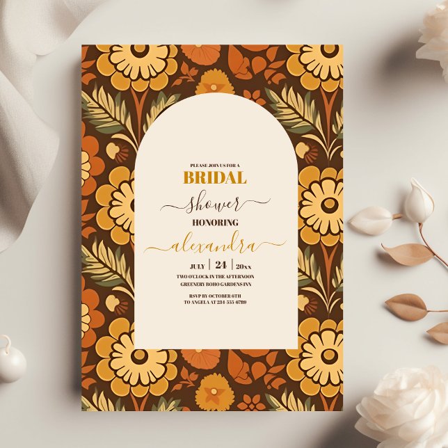 Invitation Arche Moderne Rétro Fête de Mariage Florale des An (Créateur téléchargé)