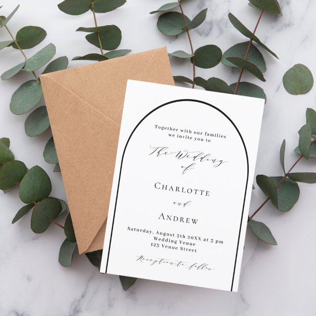 Invitation Arche noire blanche mariage de luxe (Créateur téléchargé)