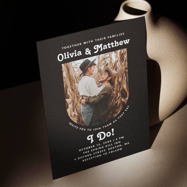 Invitation Arche noire photo simple rétro super mariage (Créateur téléchargé)