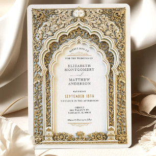 Invitation Arche ornate Mariage Filigree Gold de luxe