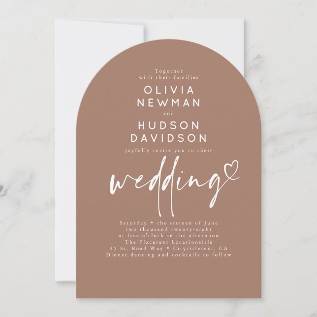 Invitation Arche photo Brown minimaliste Mariage (Devant)