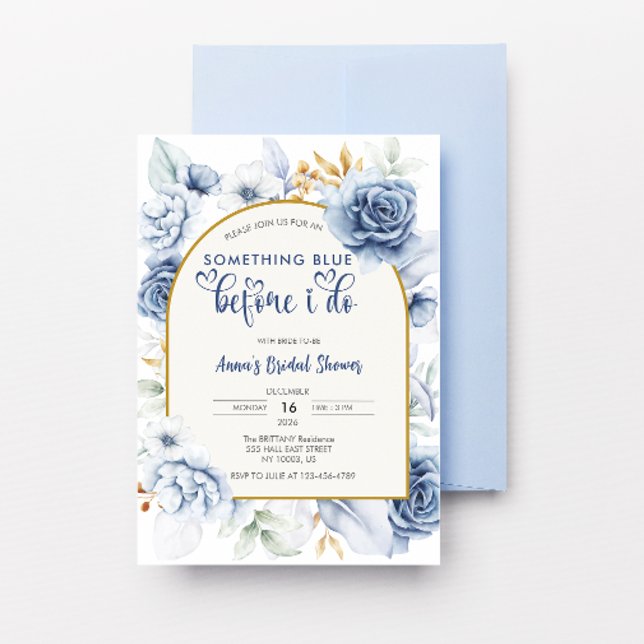 Invitation Arche Quelque Chose de Bleu Avant de Faire la Fête (Arch Something Blue Before I Do Bridal Shower)