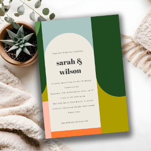 Invitation Arche rétro Super colorée Abstrait Mariage gras