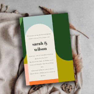 Invitation Arche rétro Super colorée Fiançailles Abstrait