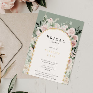 Invitation Arche Rose Dusty Sage Fête des mariées simple