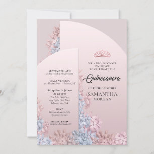 Invitation Arche rose or rousse rose ressort Quinceanera