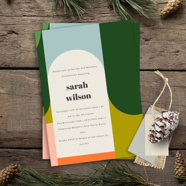 Invitation Arche Super Retro Abstraite N'importe quel âge Ann (Créateur téléchargé)