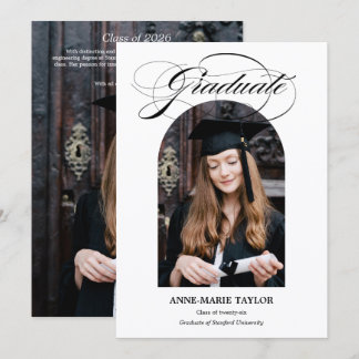 Invitation Arched Photo and Script Graduate Announcement