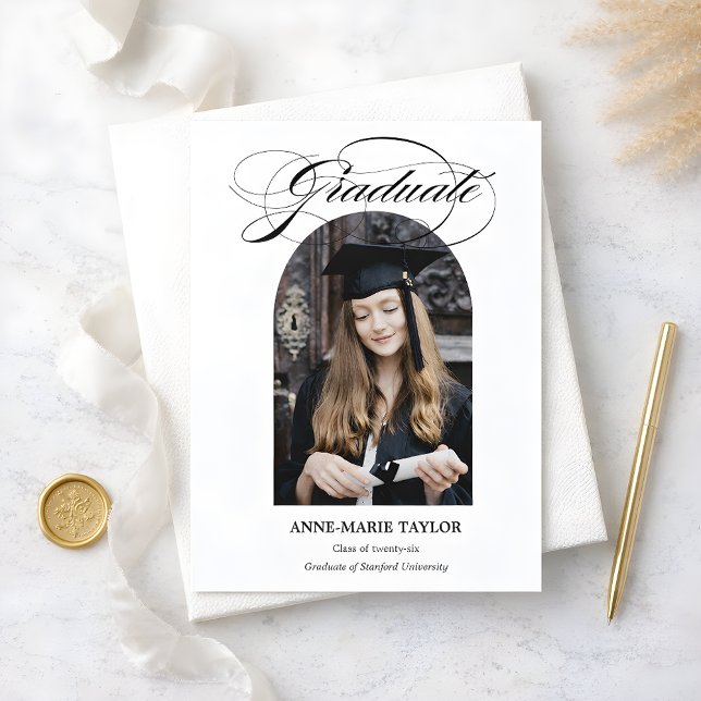 Invitation Arched Photo and Script Graduate Announcement (Créateur téléchargé)