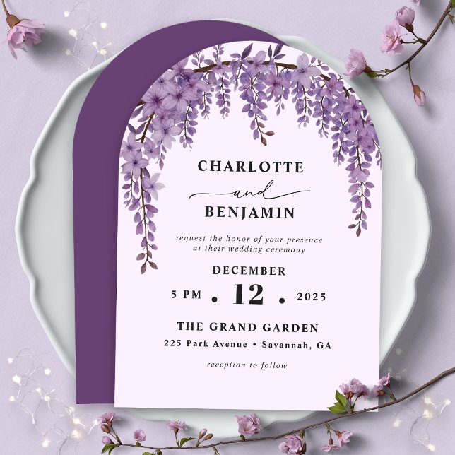 Invitation Arched Wisteria Branch Floral Garden Wedding (Créateur téléchargé)