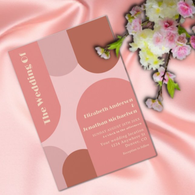 Invitation Arches rétro Coral rose Mariage (Créateur téléchargé)