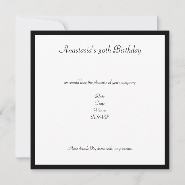 Invitation Arches Rétro Noir et Blanc pour Fête d'Anniversair (Devant)