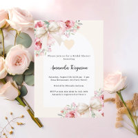 Arcs beige fleurs roses arche coeur Fête des marié