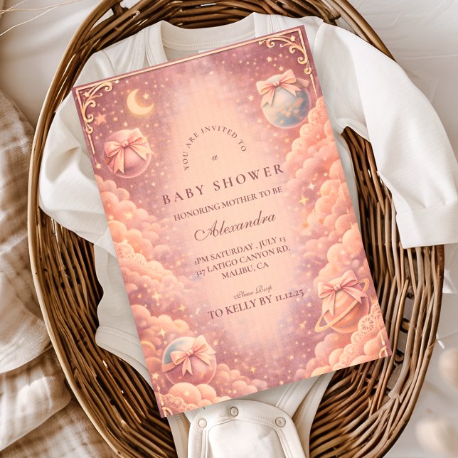 Invitation Arcs Célestes Roses Nuages Baby Shower (Créateur téléchargé)