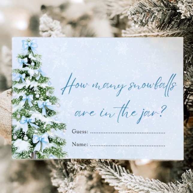 Invitation Arcs de Noël Combien de Boules de Neige Jeu de Bab (Bows Christmas How Many Snowballs Baby Shower Game )
