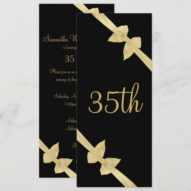 Invitation Arcs élégants en faux or pour 35e anniversaire (Devant / Derrière)