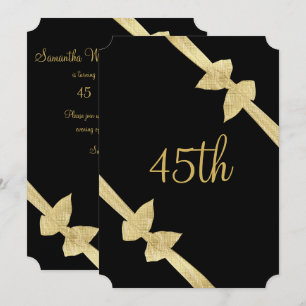 Invitation Arcs élégants en faux or pour 45e anniversaire