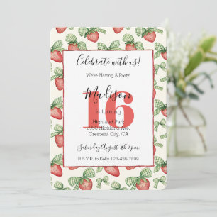 Invitation Arcs verts Fraises rouges Fruit 16e Anniversaire