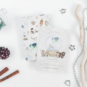 Invitation Arctic Adventure Globe de neige Anniversaire