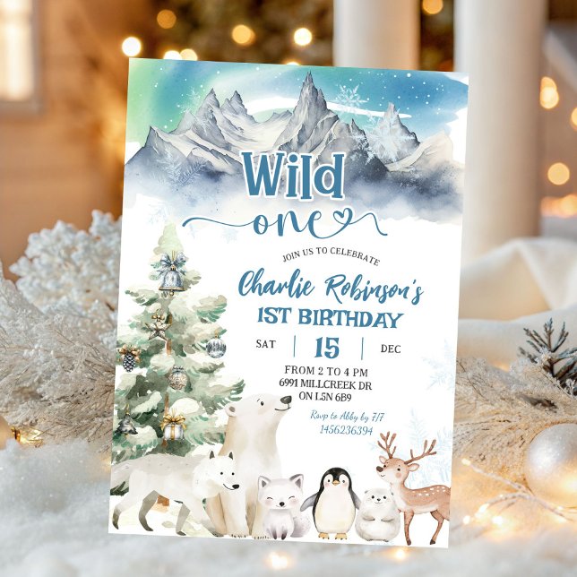 Invitation Arctic Animal Wild One Boy First Birthday (Créateur téléchargé)