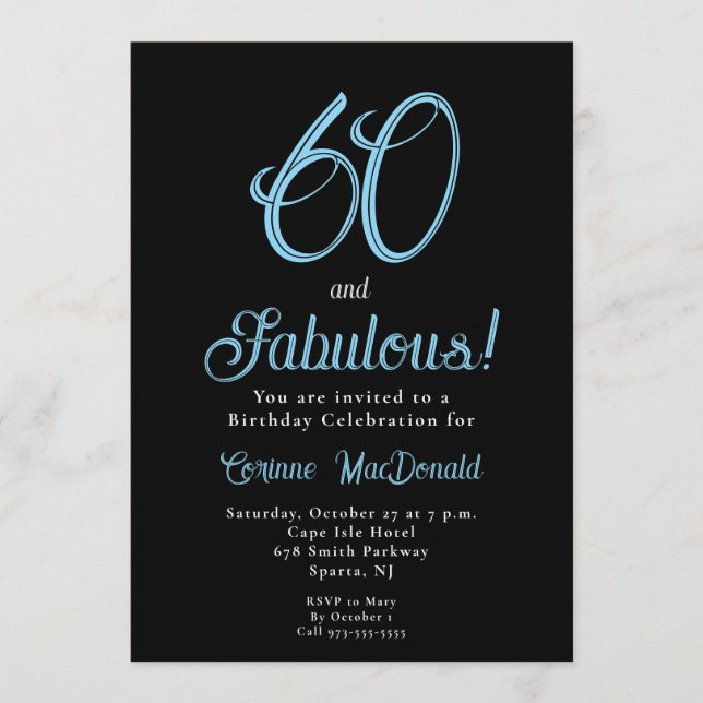 Invitation Arctic Blue Sixty and Fabulous 60th Birthday Party (Devant)