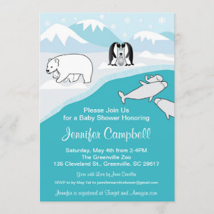 Invitation arctique de baby shower d'animaux