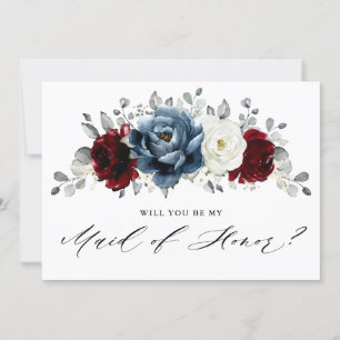 Invitation Ardoise Bourgogne Ivory Serez-vous ma servante d'h